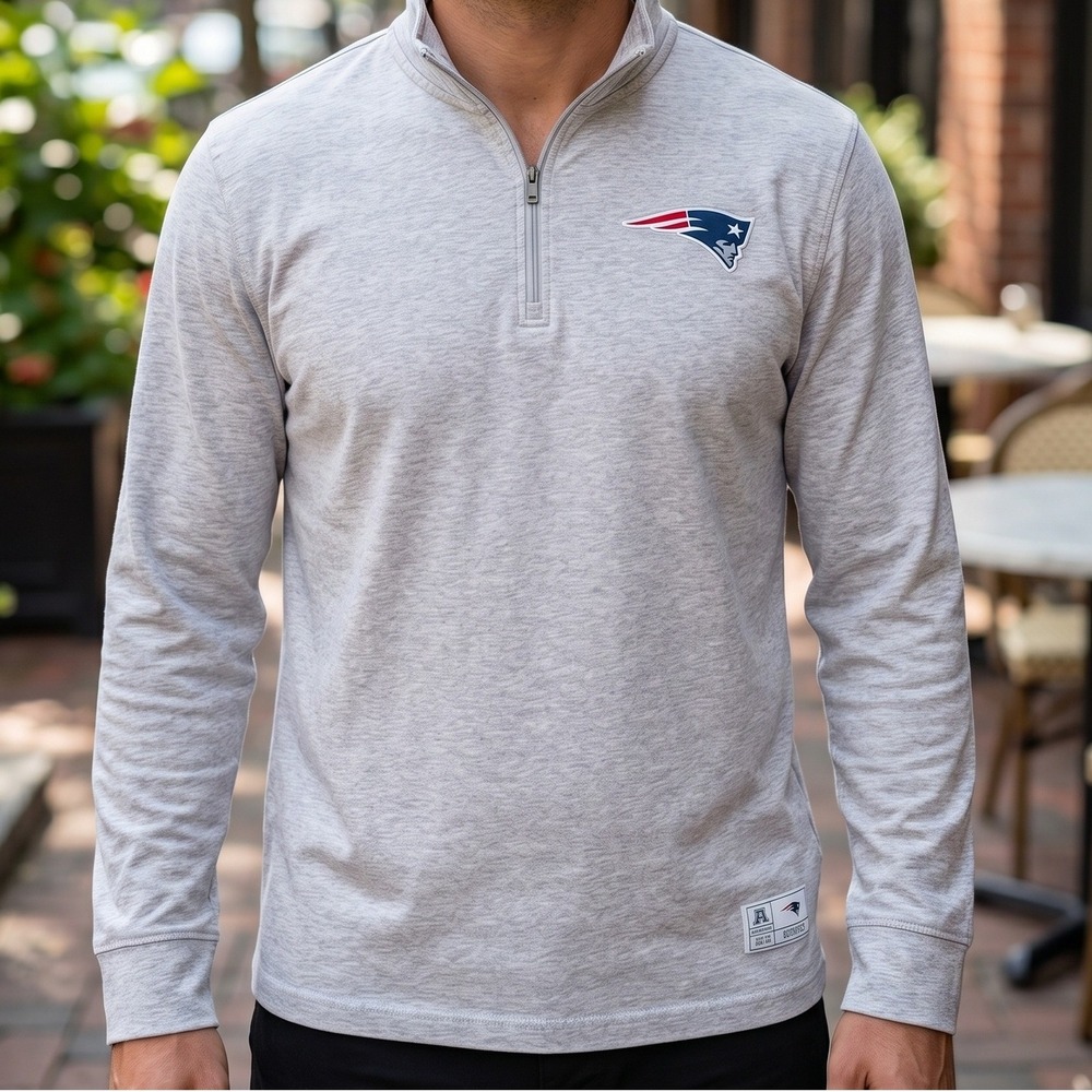 Ultra‎ Game NFL New England Patriots Mens Quarter Zip Pullover Heather Gray XL